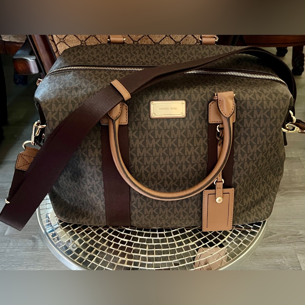 Michael Kors Brown Signature Weekender Travel Bag - Picture 14 of 14
